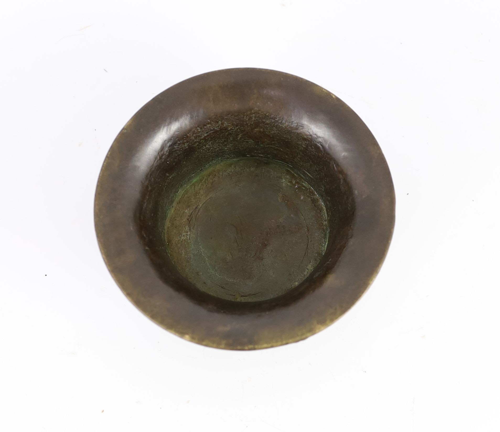A Chinese bronze tripod censer, 18th century, 12.5 cm diameter